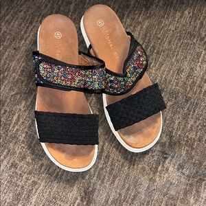 Black and Multicolor Women's Sandals